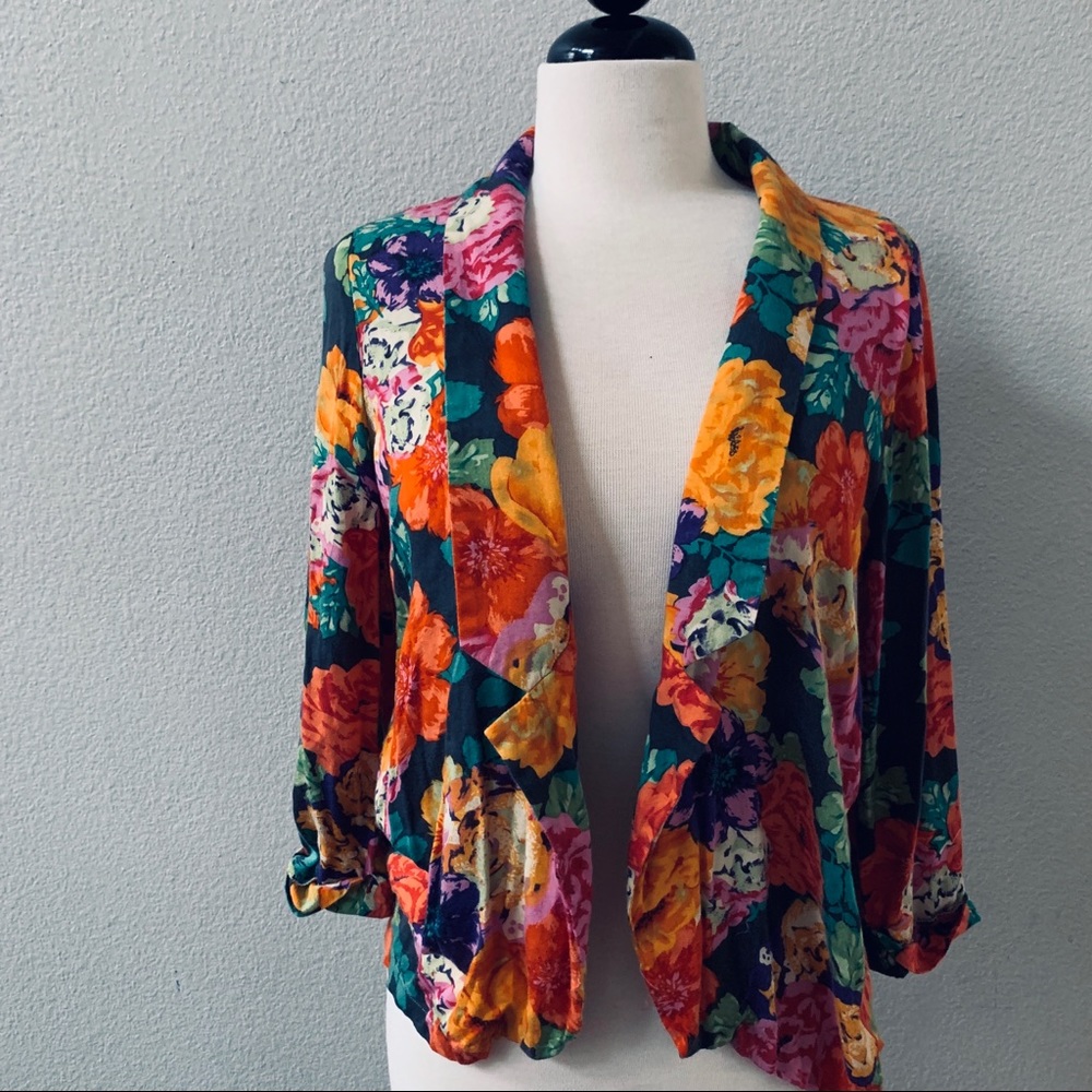 MINKPINK bright floral print lightweight kimono jacket womens S
